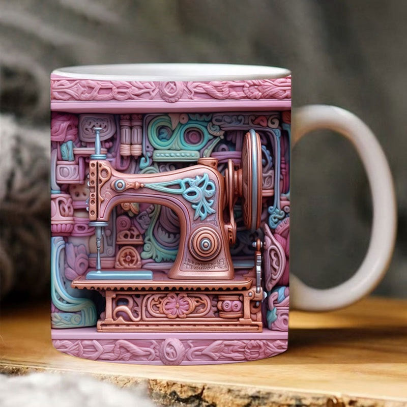 Vintage Sewing Machine Pastel Mug