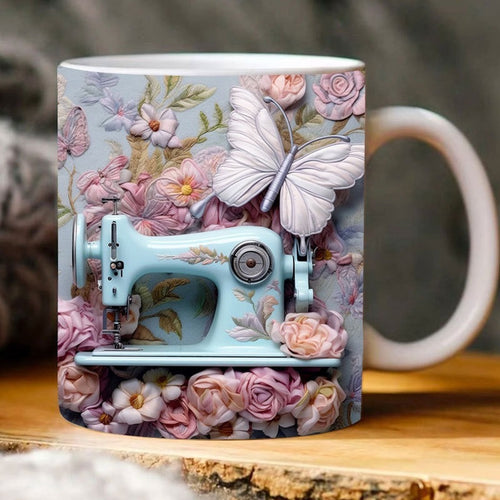 Vintage Sewing Machine Floral Mug